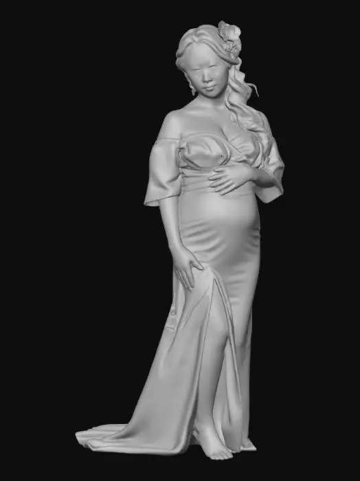 3D model for Japanerin 4 Silk Elegance with Peony Embroidery