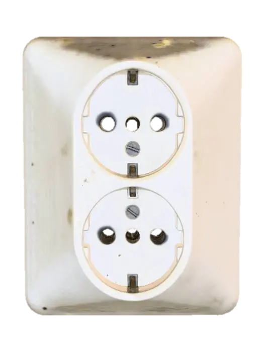 Vintage german dual-outlet wall socket from the 60s - Electrical 3D model, vytvořený pomocí AI