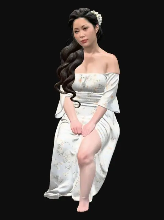 3D model for Japanese Woman 8 - Silk Blossoms and Quiet Grace