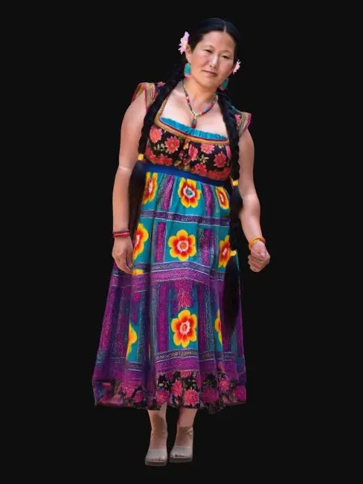 3D model for Tibetan woman 7 - Braided in Bloom