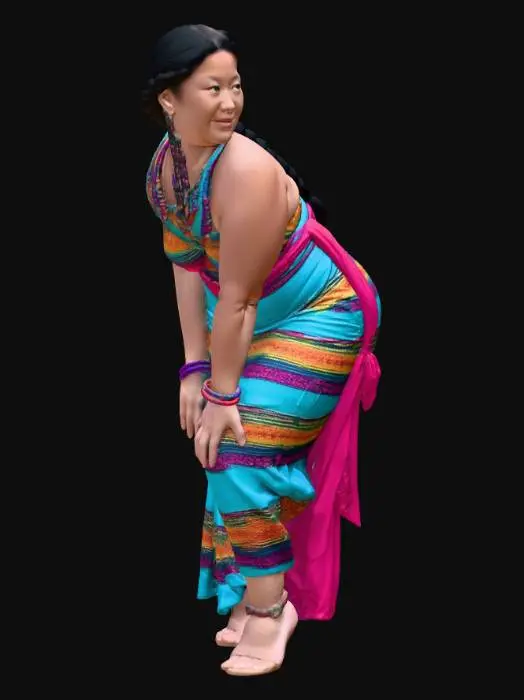 3D model for Tibetan woman 8 - Vibrant Roadside Portrait