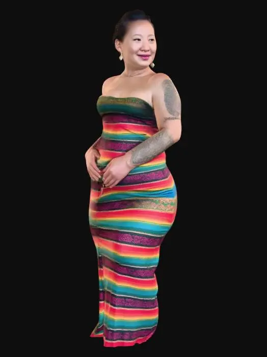 3D model for Tibetan woman 16 - Colorful Stripes