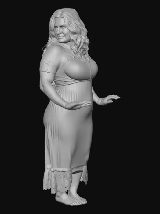 3D model for Rural woman 10 - Floral Pink Maxi