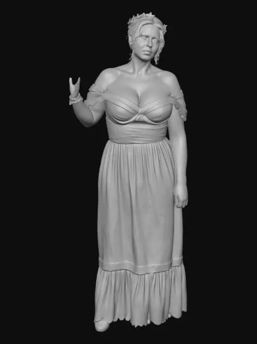 3D model for rural Woman 13 BV - Pastel Floral Dress in a Rustic Barn