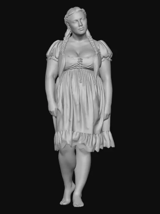 3D model for Rural woman 15 BV - Pink Floral Dress on a Rustic Porch