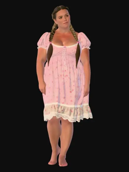 3D model for Rural woman 15 BV - Pink Floral Dress on a Rustic Porch