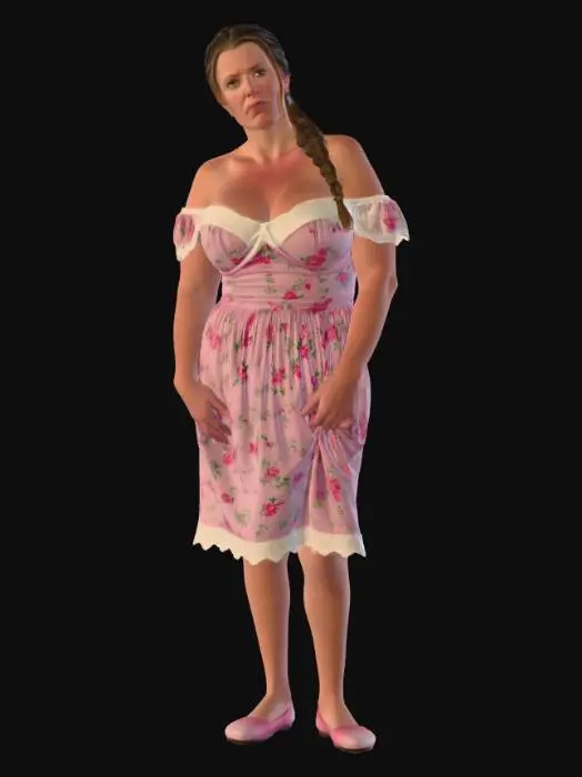 3D model for Rural woman 16 BV - Rustic Rose in a Pink Floral Dress