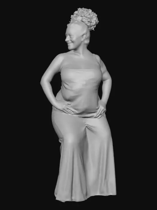 3D model for Moroccan woman 1 - Crimson Florals in an Arched Corridor