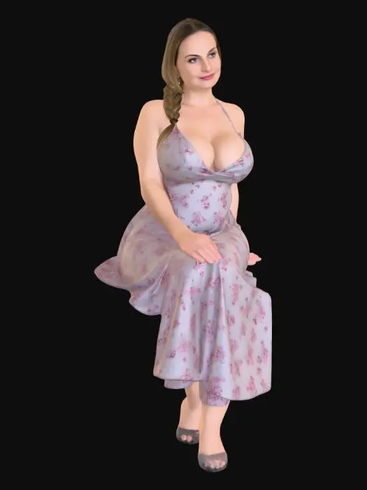 3D model for romanian woman 3 - Floral Slip Dress Portrait