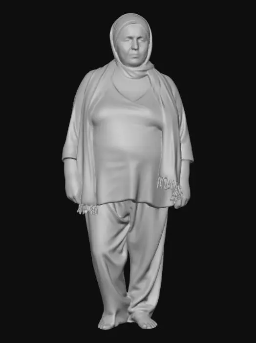 3D model for Romanian woman 8 - Turquoise Headscarf Over Burgundy Blouse