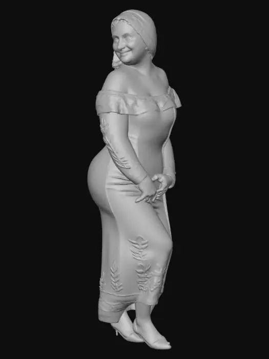 3D model for Pakistani woman 5 BV - Ivory Embroidered Gown