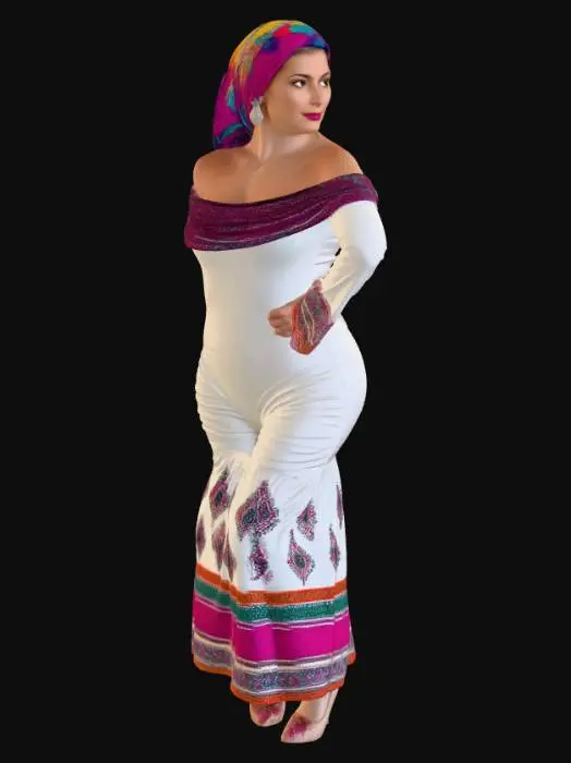 3D model for Pakistani woman 9 BV - Vibrant Elegance in a White Dress