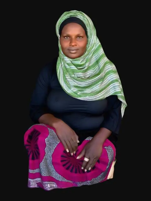 3D model for Nigerien woman 1 BV - Green Striped Headscarf