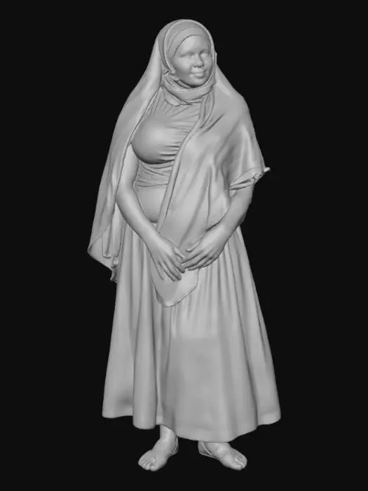 3D model for Nigerien woman 5 BV - Hijab and Striped Shawl