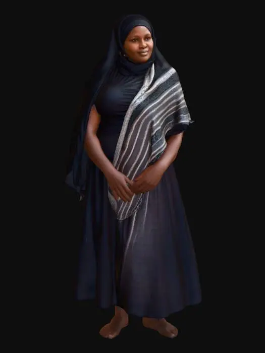 3D model for Nigerien woman 5 BV - Hijab and Striped Shawl