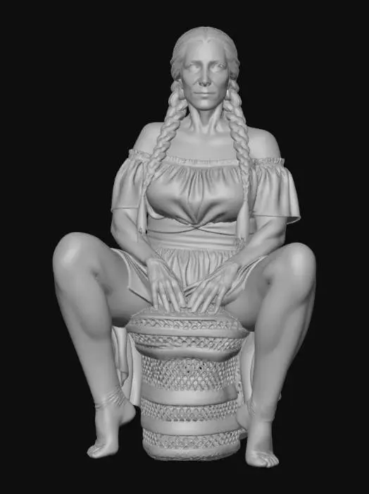 3D model for Gypsy woman 10 BV - Braids and Bold Red Portrait