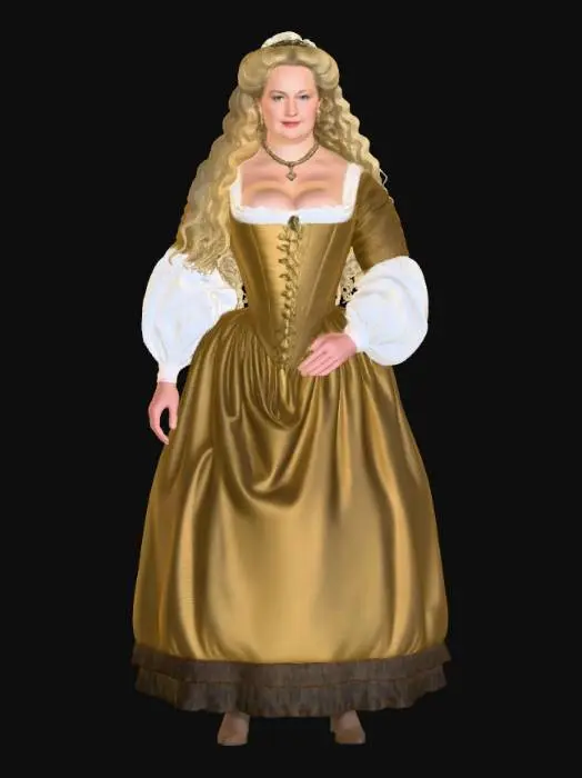 3D model for Medieval woman 1 BV - Golden Elizabethan Gown