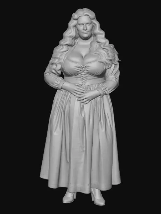 3D model for Medieval woman 2 BV - Elegant Portrait in a Gray Dress