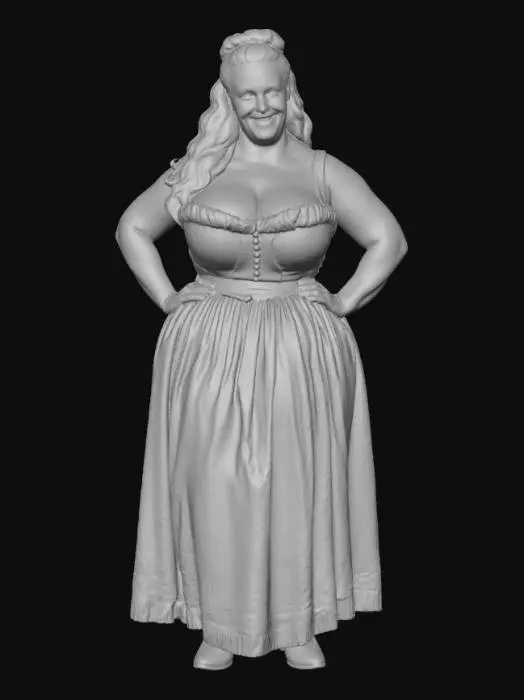 3D model for Medieval woman 3 BV - Blue Gingham Dress