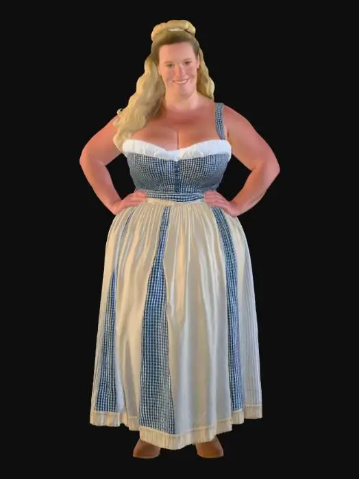 3D model for Medieval woman 3 BV - Blue Gingham Dress