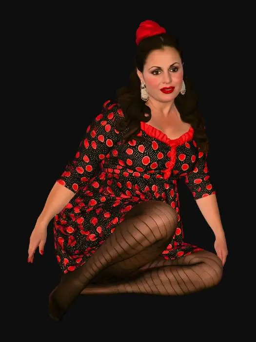 3D model for Black haired woman 5 BV - Pin-Up in Red Dots