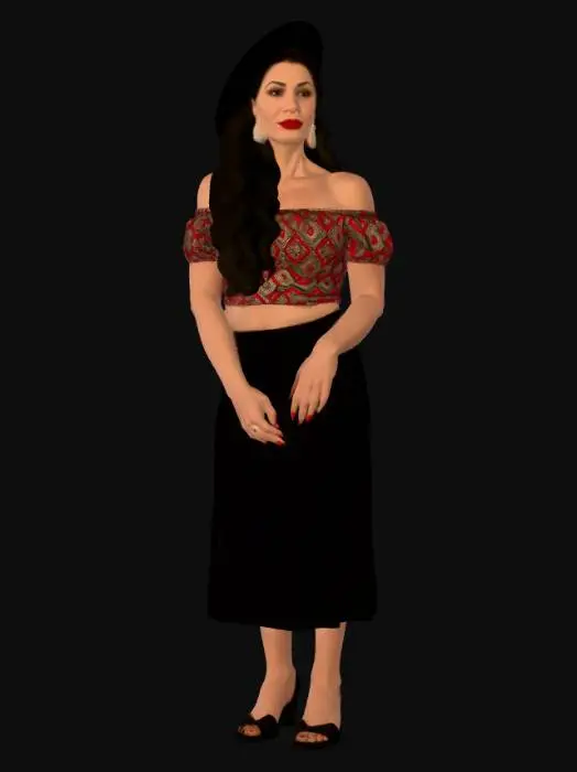 3D model for Black haired woman 14 BV - Vintage Glamour in a Parlor