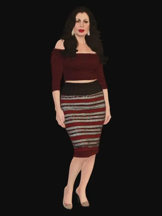 3D model for Crimson Off-Shoulder Elegance
