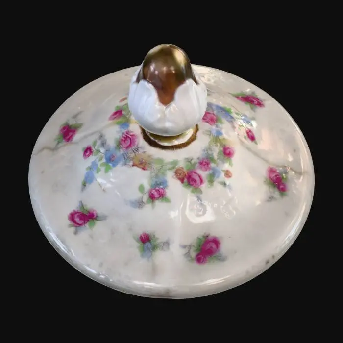 3D model for Lid - Vintage Floral Sugar Bowl with Gold Rim BV