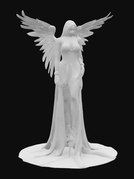 3D model for female angel of death in lingerie with long wings