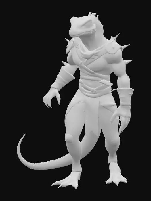 3D model for a lizard man hybrid wearing leather armor 