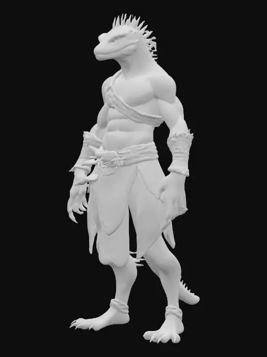 3D model for a lizard man hybrid wearing leather armor 