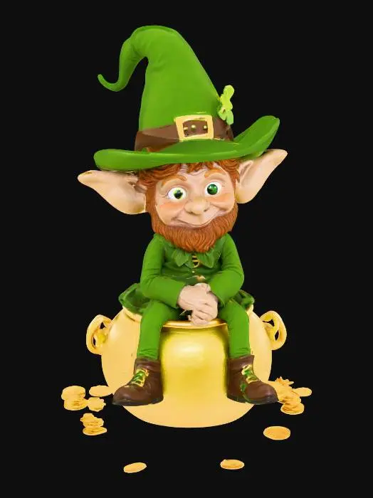 3D model for a leprechaun sitting on a pot of gold 