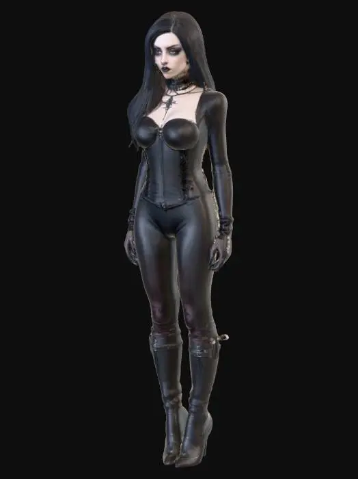 3D model for goth woman with thick thighs 