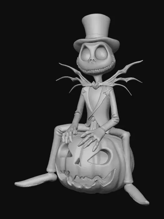 3D model for jack Skellington sitting on a jack-o-lantern