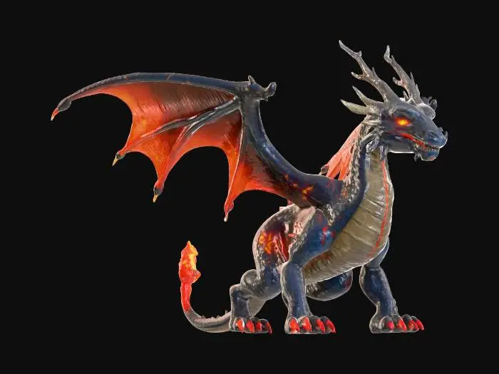 3D model for Design a Warhammer-style chaotic mystical dragon with arcane runes carved into its scales. Its body is long, serpentine, with six limbs and crystalline horns. Wings shimmer with magical tears. Its face is intelligent and terrifying—third eye glowing, jaw split into mandibles. Add glowing veins, floating stones around its body, and a magical tome chained to its tail. The scales should have layered texture for speed painting. Base it on an arcane platform with floating runes and shattered columns, detailed yet uniform for 3D printing stability and painting ease with vibrant colors.