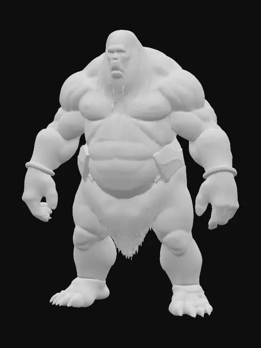 3D model for Generate a realistic, highly detailed 3D model of a troglodyte from Heroes of Might and Magic®, posed in a clean A-pose for rigging. Maintain exaggerated surface depth for speed painting and ensure the model is watertight and printable, with no overly thin features.