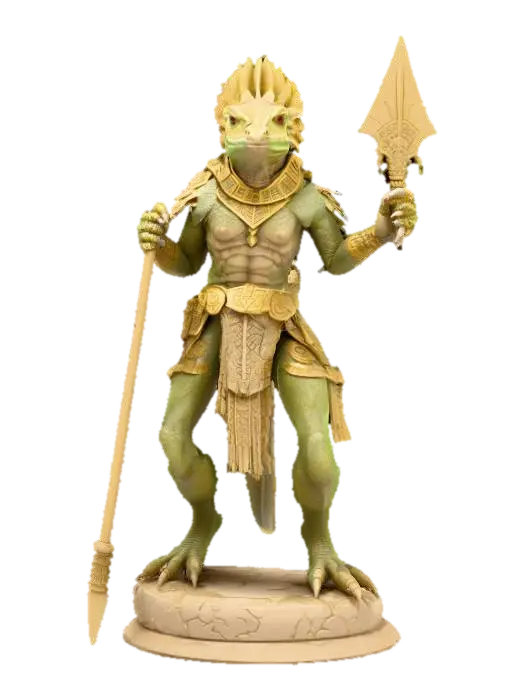 Create a highly detailed Warhammer-style tabletop figurine of a lean… - Warhammer40k 3D model, vytvořený pomocí AI