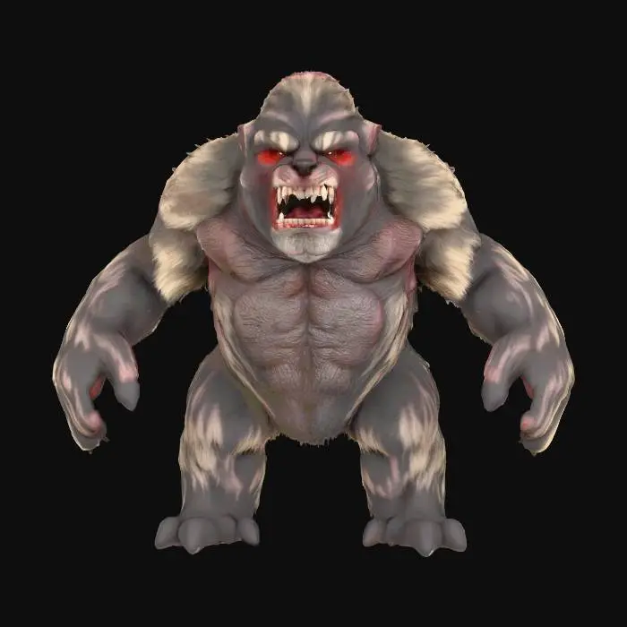 3D model for Generate a realistic, highly detailed 3D model of a troglodyte from Heroes of Might and Magic®, posed in a clean A-pose for rigging. Maintain exaggerated surface depth for speed painting and ensure the model is watertight and printable, with no overly thin features.