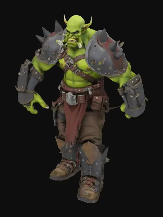 3D model for Ork mit starker Rüstung sowie Stiefel