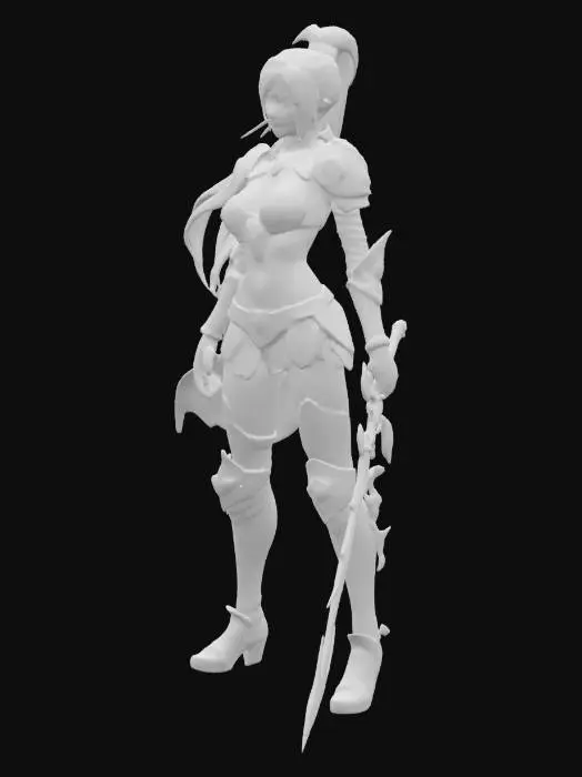3D model for Perfect fit female voluptuous hair pulled back key blade wielder 