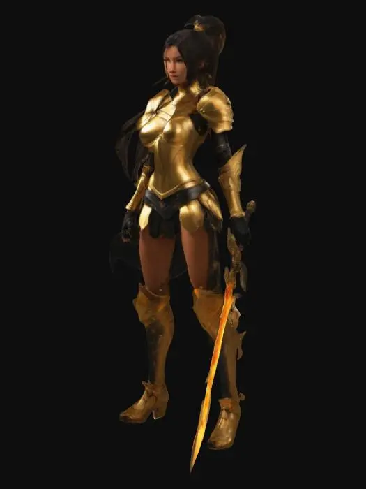 3D model for Perfect fit female voluptuous hair pulled back key blade wielder 