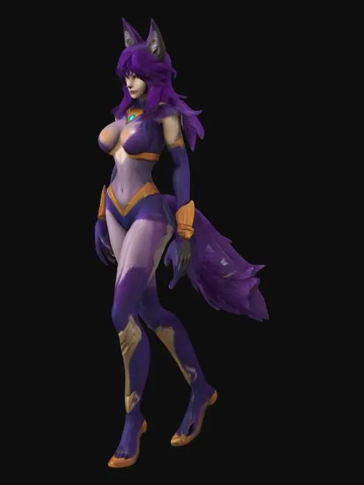 3D model for Starfox universe female wolf full body humanoid royal purple fur 