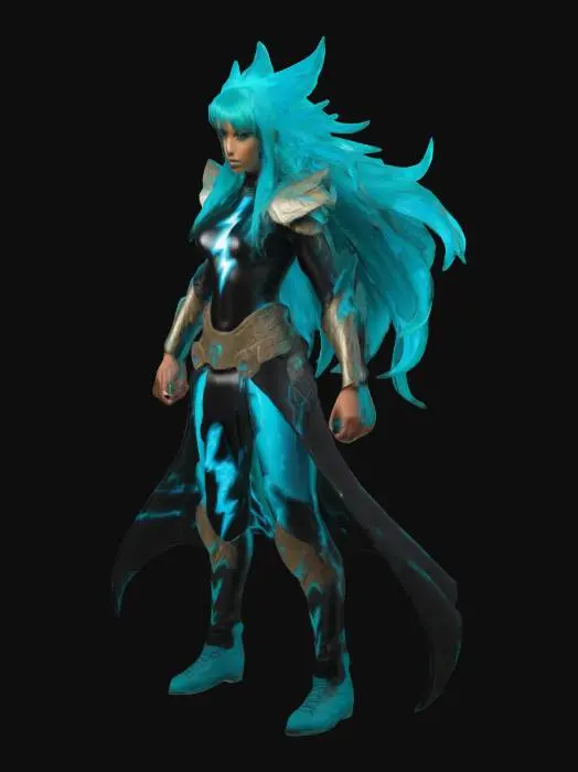 3D model for princess Zelda and tifa Lockhart mixed into a badass female saiyan