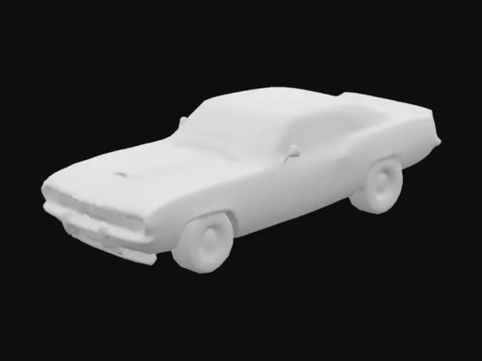 3D model for 1969 chevrolet camaro, rusty red color, classic racing tires with titles, high poly model, many polygons