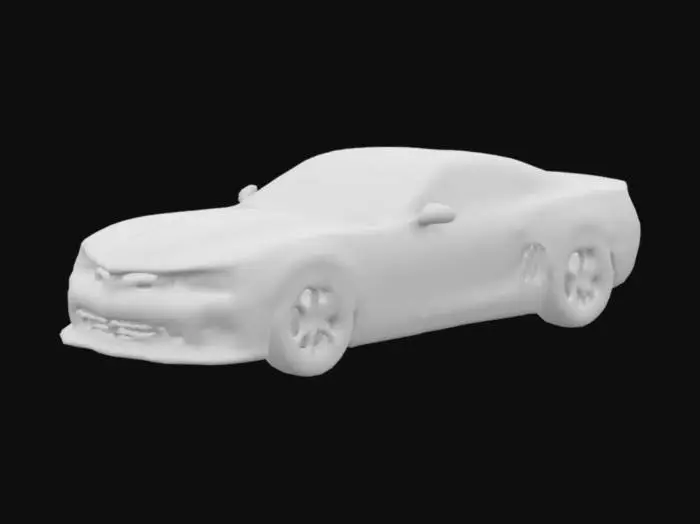 3D model for 2010 chevrolet camaro zl1, black color body, carbon bonnet, blue headlights, large detalization, high poly body, high poly wheels, the exact model from real life, large number of polygons, high detail.