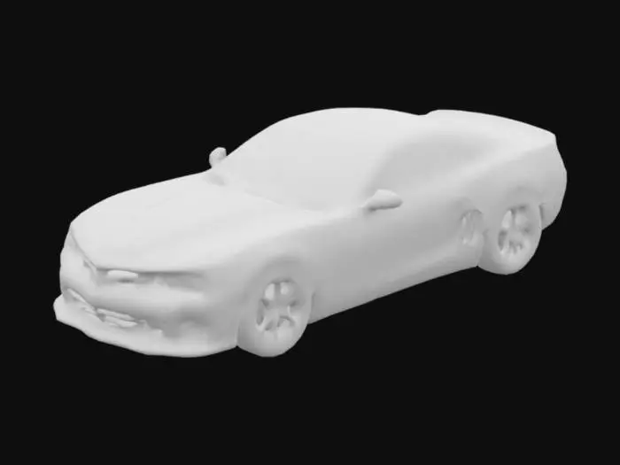 3D model for 2010 chevrolet camaro zl1, black color body, carbon bonnet, blue headlights, large detalization, high poly body, high poly wheels, the exact model from real life, large number of polygons, high detail.