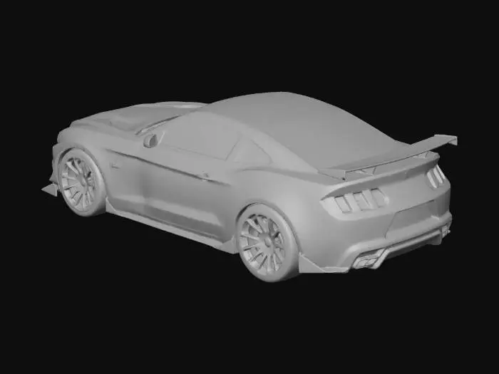 3D model for 2015 Ford mustang gt LB Works silver colored body with sponsor decales