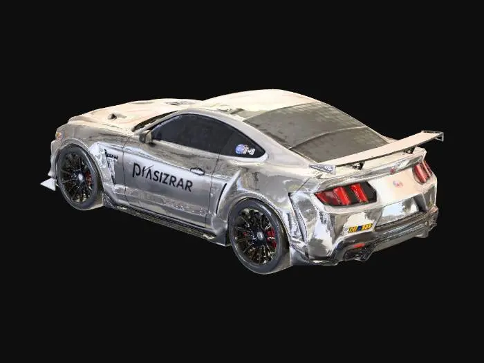 3D model for 2015 Ford mustang gt LB Works silver colored body with sponsor decales