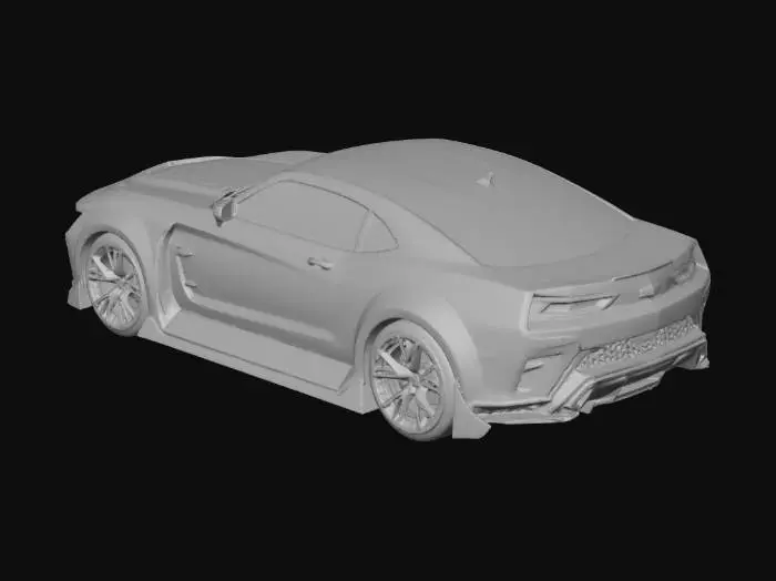 3D model for 2017 chevrolet camaro zl1 1le silver colored body with carbon bonnet
