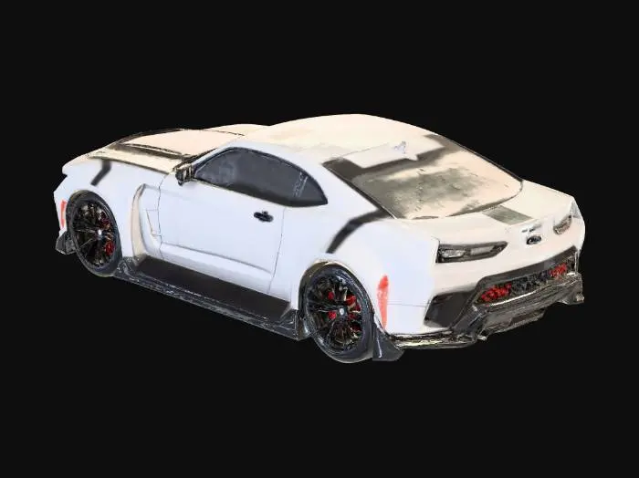 3D model for 2017 chevrolet camaro zl1 1le silver colored body with carbon bonnet